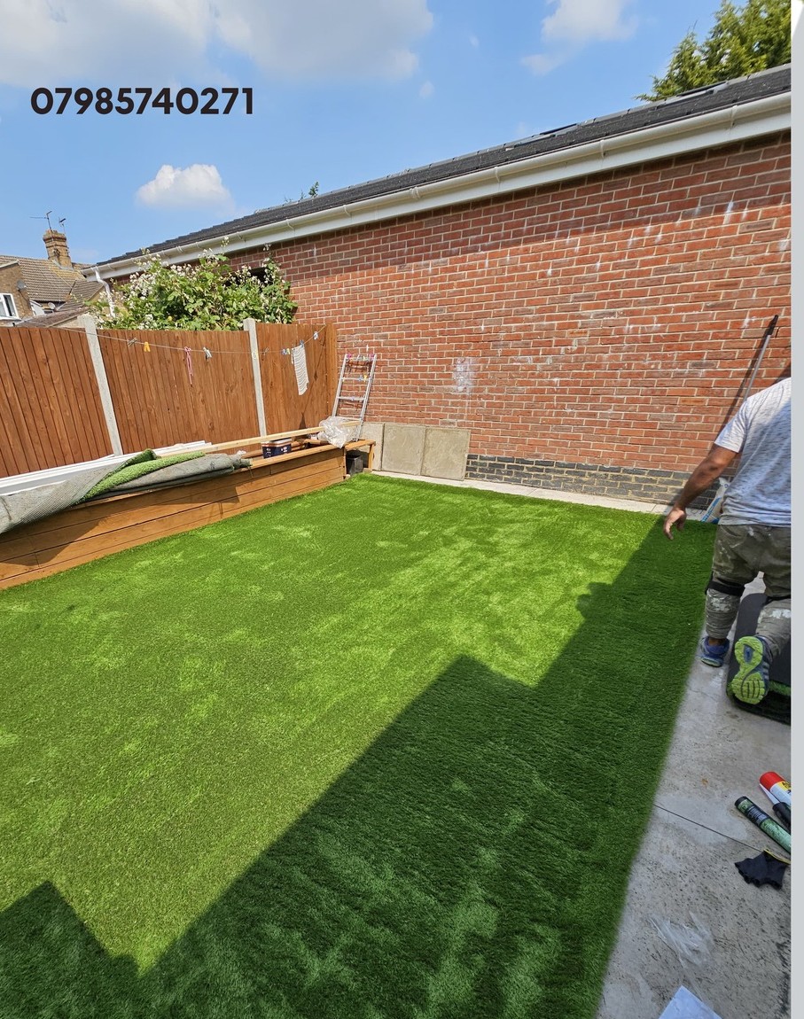 Artificial grass installation by PK2 Builders in Peterborough